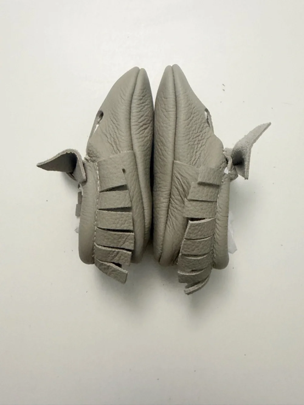 Bare Soles Moccasins Leather Soft Bow Grey Baby 12-18m Size 4